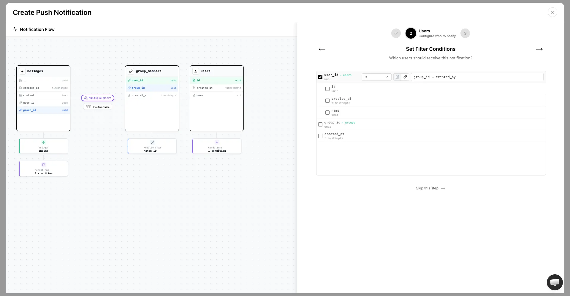 Set Filter Conditions